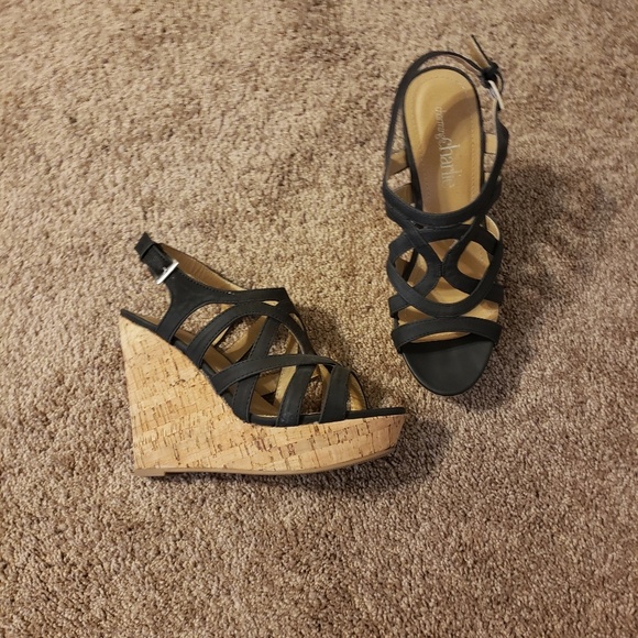 Charming Charlie Shoes - Black cork wedges